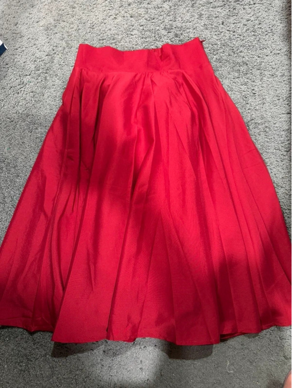 Choices Red Satin Look Full Midi Skirt Size Small High Waist NWT
